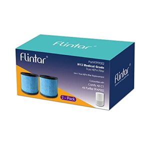 Flintar Upgraded H13 True HEPA Replacement Filters, Compatible with TOPPIN TPAP002 HEPA Air Purifier Comfy Air C1, 3-in-1 H13 Grade True HEPA Filter Set, Part# TPFF002, 2-Pack