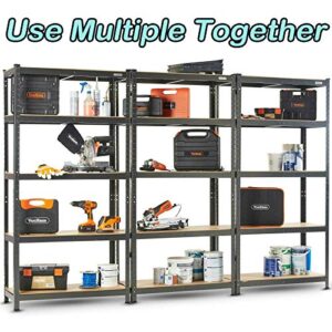 Storage Rack, Bookshelf, Souvenir Collection and Display Rack, 5 Tier Black Shelving Unit MDF Boards Storage Shelve, 175kg/ 386lbs Loading Capacity Per Shelf, 28inch Lx12inch Wx59inch H TGSM150 BL