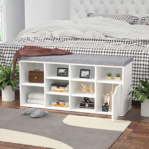 LGHM Shoe Storage Bench, Entryway Bench with Shoe Storage,3-Tier Shoe Rack Bench with Adjustable Shelf, Ideal for Entryway Livingroom Bedroom or RV, White