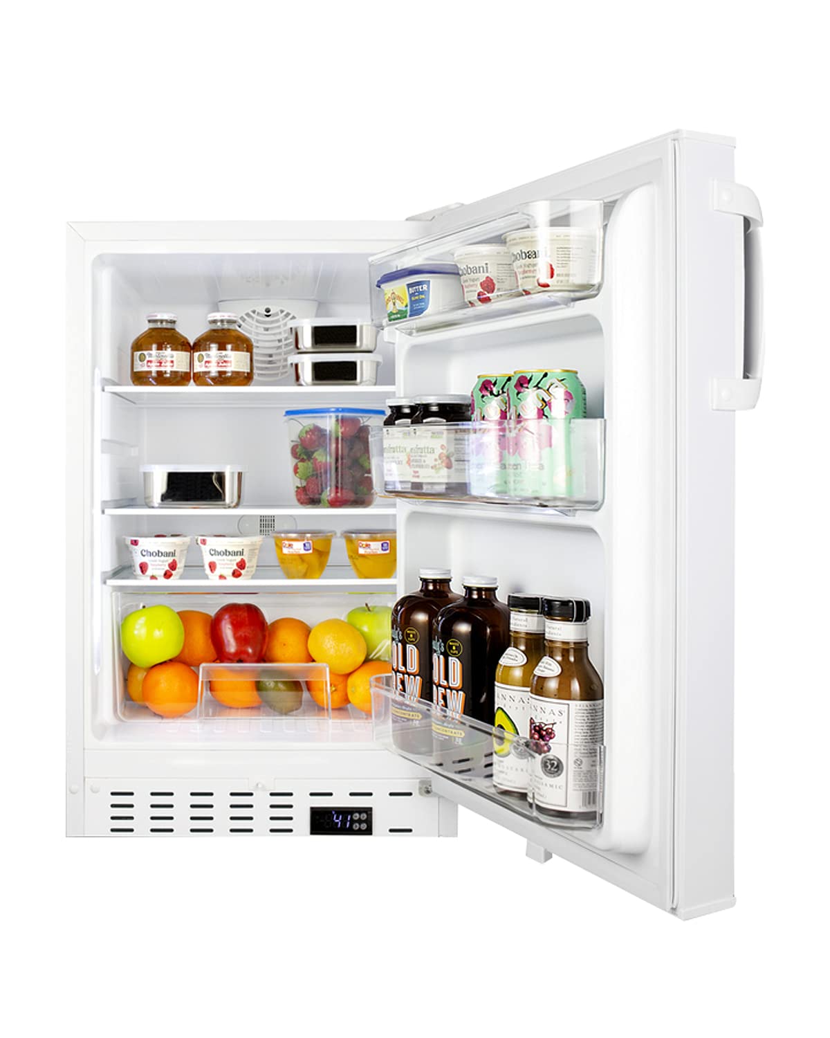 Summit Appliance ALR46W Built-in Undercounter ADA Compliant Residential All-Refrigerator in White with Door Storage, Adjustable Thermostat, Open Door Alarm, Sealed Back and Auto Defrost