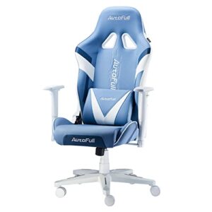 autofull c3 gaming chair office chair pc chair with ergonomics lumbar support, racing style pu leather multifunction adjustable computer chair (ice blue)