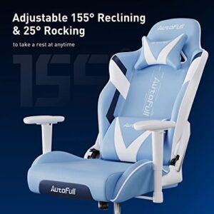 AutoFull C3 Gaming Chair Office Chair PC Chair with Ergonomics Lumbar Support, Racing Style PU Leather Multifunction Adjustable Computer Chair (Ice Blue)