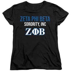 zeta phi beta sorority official stacked women's t shirt, black, 2x-large