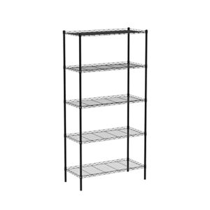 efine 5-shelf shelving unit with shelf liners set of 5, adjustable, metal wire shelves, 150lbs loading capacity per shelf, shelving units and storage for kitchen and garage (30w x 14d x 60h) black