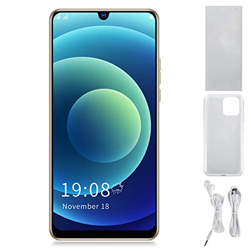 Dilwe1 i12 Pro MAX Unlocked Smartphone, 6.26in HD Bang Screen Mobile Phone, 1+8G Dual Sim Cell Phone with Free 128G Memory Card for Android 10.0 Gold(US)