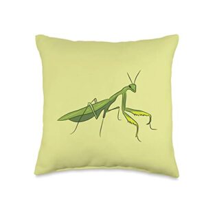 cute praying mantis tees and gifts insect grasshopper praying mantis throw pillow, 16x16, multicolor