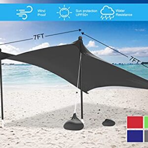 ABCCANOPY Beach Portable Sun Shelter for Beach, Camping Trips (7x7 FT, Gray)