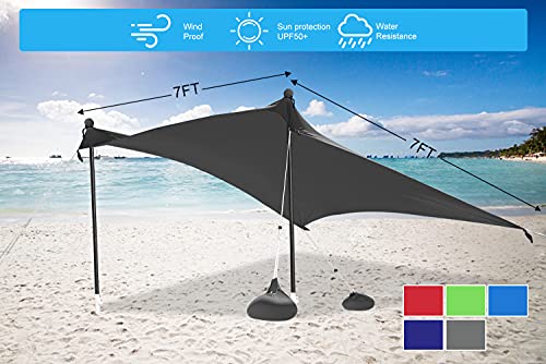 ABCCANOPY Beach Portable Sun Shelter for Beach, Camping Trips (7x7 FT, Gray)