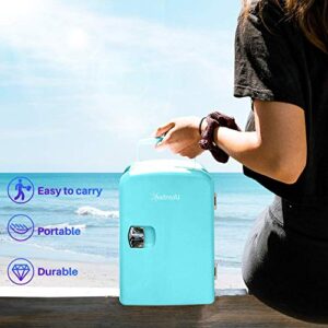 AstroAI Mini Fridge 4 Liter/6 Can AC/DC Portable Thermoelectric Cooler and Warmer for Skincare, Breast Milk, Foods, Medications, Bedroom and Travel, Teal (Renewed)