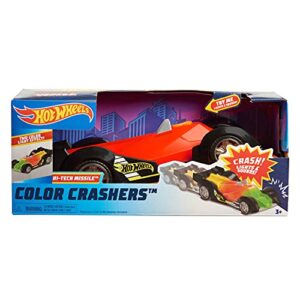 Hot Wheels Color Crashers Hi-Tech Missile, Motorized Toy Car with Lights & Sounds, Red, by Just Play