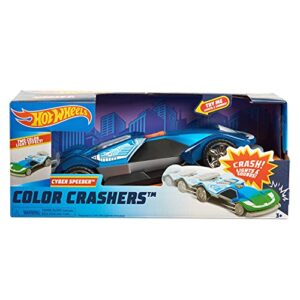 Hot Wheels Color Crashers Cyber Speeder, Motorized Toy Car with Lights & Sounds, Blue, by Just Play