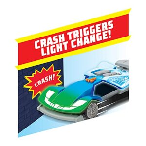 Hot Wheels Color Crashers Cyber Speeder, Motorized Toy Car with Lights & Sounds, Blue, by Just Play