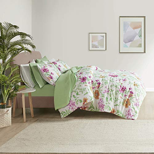Comfort Spaces Bed in A Bag Comforter Set - College Dorm Room Essentials for Girls Bedding, Complete Dormitory Bedroom Pack And Sheet with 2 Side Pockets, King, Green