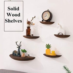 FMXYMC Thick Solid Wood Floating Shelves, Wall Mounted Semi Circle Shelf, Hanging Wall Decor, Decorative Shelves, Display Ledge Storage Rack,Brown,Large