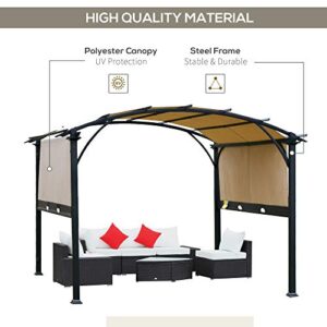 Outsunny 11' x 11' Outdoor Retractable Pergola Canopy, Arched Sun Shade Shelter, Metal Frame Patio Canopy for Backyard, Garden, Porch, Beach