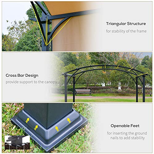 Outsunny 11' x 11' Outdoor Retractable Pergola Canopy, Arched Sun Shade Shelter, Metal Frame Patio Canopy for Backyard, Garden, Porch, Beach