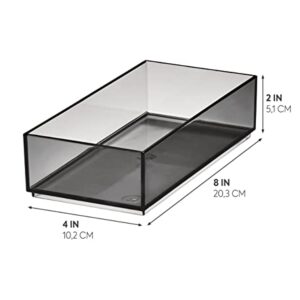 iDesign The Sarah Tanno Collection Plastic Cosmetic Drawer Organizer, Made of Recycled Plastic, 4" x 8" x 2", Smoke/Black