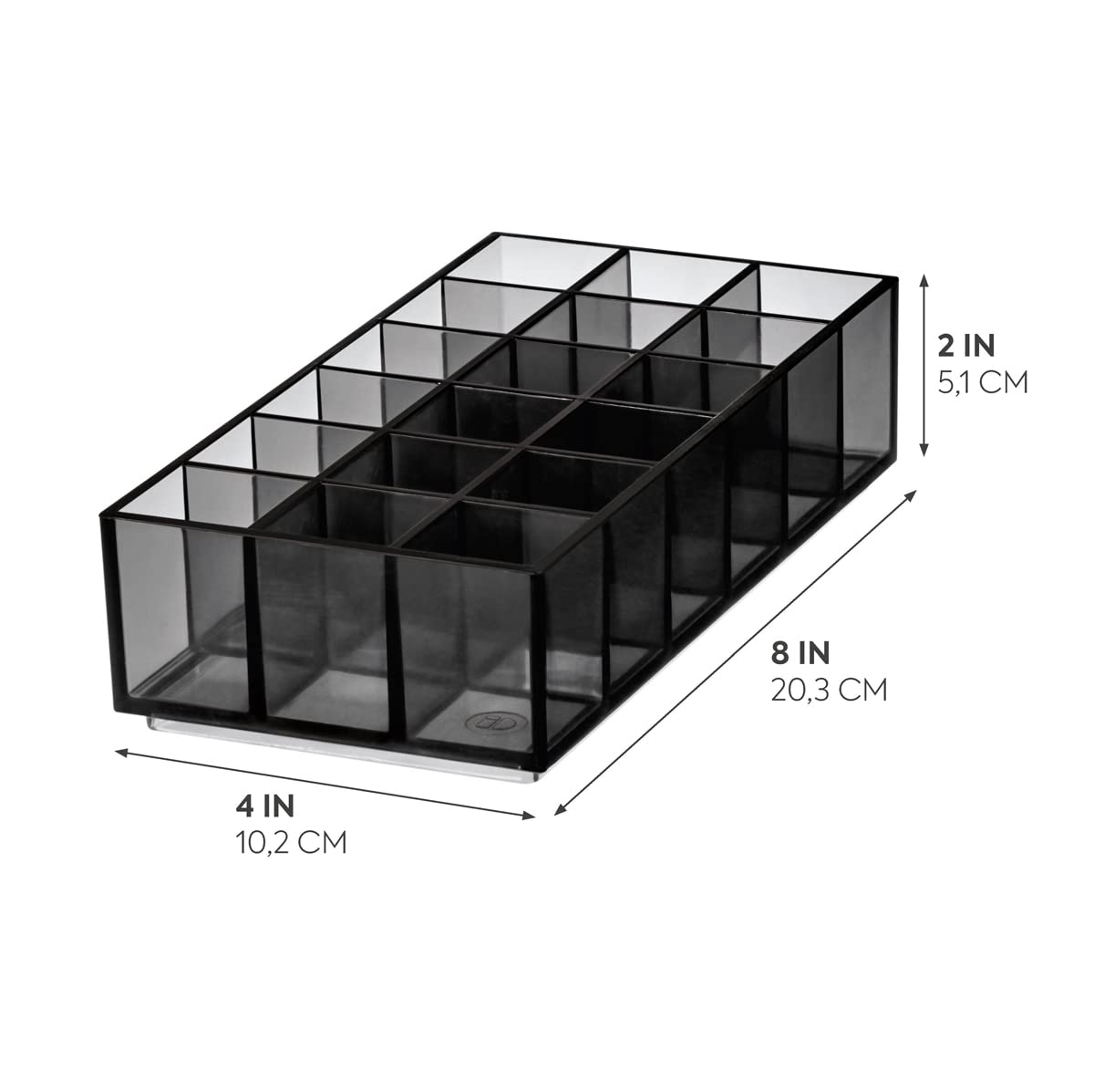 iDesign The Sarah Tanno Collection Plastic Lipstick Organizer, Made from Recycled Plastic, Black/Smoke 8 x 4 x 2"