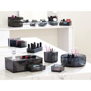 iDesign The Sarah Tanno Collection Plastic Cosmetic Drawer Organizer, Made of Recycled Plastic, 8" x 12" x 2", Smoke/Black