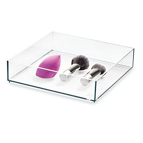 iDesign The Sarah Tanno Collection Plastic Cosmetic Drawer Organizer, 8" x 8" x 2", Clear