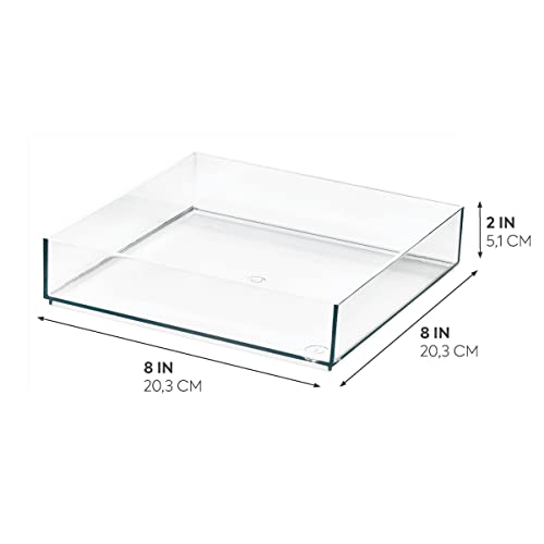 iDesign The Sarah Tanno Collection Plastic Cosmetic Drawer Organizer, 8" x 8" x 2", Clear