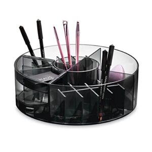 idesign the sarah tanno collection lazy susan spinning cosmetic organizer, made of recycled plastic, smoke/black 10 x 10 x 3.5"