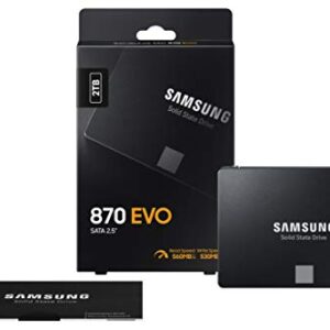 Samsung 870 EVO 2TB, V-NAND, 2.5" . 7mm, SATA III 6GB/s, R/W(Max) 560MB/s/530MB/s, 98K/88K IOPS, 1,200TBW, 5 Years