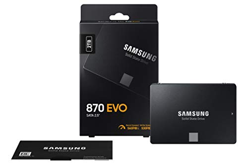 Samsung 870 EVO 2TB, V-NAND, 2.5" . 7mm, SATA III 6GB/s, R/W(Max) 560MB/s/530MB/s, 98K/88K IOPS, 1,200TBW, 5 Years