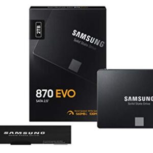 Samsung 870 EVO 2TB, V-NAND, 2.5" . 7mm, SATA III 6GB/s, R/W(Max) 560MB/s/530MB/s, 98K/88K IOPS, 1,200TBW, 5 Years