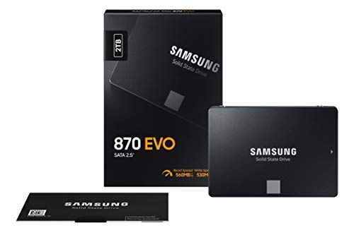 Samsung 870 EVO 2TB, V-NAND, 2.5" . 7mm, SATA III 6GB/s, R/W(Max) 560MB/s/530MB/s, 98K/88K IOPS, 1,200TBW, 5 Years