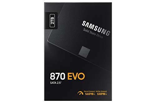 Samsung 870 EVO 2TB, V-NAND, 2.5" . 7mm, SATA III 6GB/s, R/W(Max) 560MB/s/530MB/s, 98K/88K IOPS, 1,200TBW, 5 Years