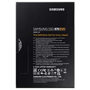 Samsung 870 EVO 2TB, V-NAND, 2.5" . 7mm, SATA III 6GB/s, R/W(Max) 560MB/s/530MB/s, 98K/88K IOPS, 1,200TBW, 5 Years