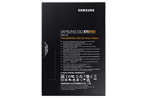 Samsung 870 EVO 2TB, V-NAND, 2.5" . 7mm, SATA III 6GB/s, R/W(Max) 560MB/s/530MB/s, 98K/88K IOPS, 1,200TBW, 5 Years