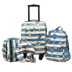 travelers club 5 piece kids' luggage set, cool dog