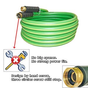 HQMPC Garden Hose 5/8"IDx20' Hose Durable PVC Non Kinking Heavy Water Hose with Brass Hose Fittings (20 FEET)