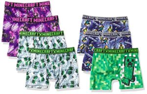 minecraft boys' briefs and boxer briefs available in multiple pack sizes in sizes 4, 6, 8, 10 and 12