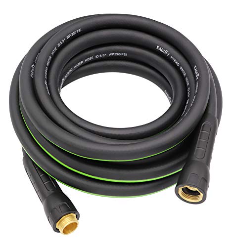 EADUTY Hybrid Garden Hose 5/8 IN. x 25 FT, Heavy Duty, Lightweight, Flexible with Swivel Grip Handle and Solid Brass Fittings