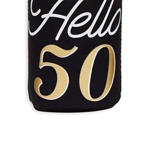 12-Pack 50 and Fabulous Birthday Decorations and Supplies for Women and Men, Black and Gold Insulated Neoprene Can Cooler Sleeve Party Favor for 12 oz Soda, Beer, Beverages (2.5x4 in)