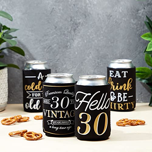 30th Birthday Beer Can Cooler Sleeves Cheers to 30 Years Variety (12 Pack)