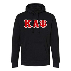 greekgear men's kappa alpha psi lettered gaiter fleece hooded sweatshirt medium black