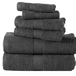 LANE LINEN Grey Bath Towels for Bathroom Set - 100% Cotton 6 Pc Towels Set, Absorbent Bathroom Towel Set, 2 Bath Towels, 2 Hand Towels, 2 Wash Cloths for Your Body and face-Grey Bath Towels Set