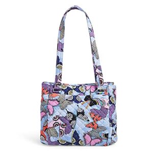 vera bradley women's cotton multi-compartment shoulder satchel purse, butterfly by - recycled cotton, one size