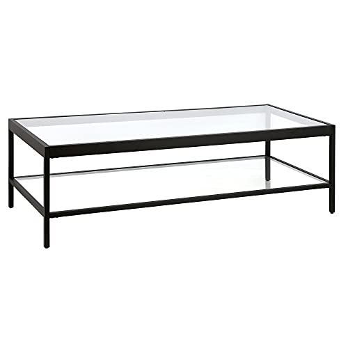 Henn&Hart 54" Wide Rectangular Rectangular Coffee Table in Blackened Bronze, Modern Rectangular Coffee Tables for living room, studio apartment essentials