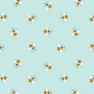 tissue paper for gift wrapping with design (bumble bees - light blue green), 24 large sheets (20x30)