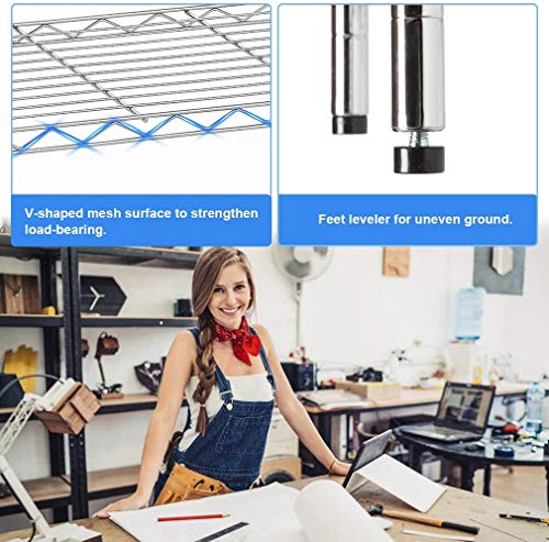 1250 LBS Chrome 5 Tier Shelf Wire Shelving Unit - 14"x36"x72", NSF Metal Heavy Duty Large Storage Shelves Height Adjustable Utility for Garage Kitchen Office Commercial Shelving Steel Layer Shelf