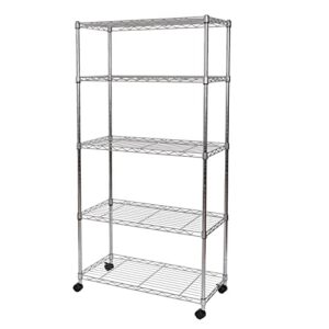 seville classics 5-tier wire shelving with wheels, 5-tier, 30"" w x 14"" d (new model), chrome plating, plated steel