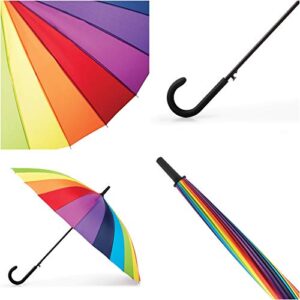 totes Large Eco Auto-Open 24 Rib Stick Umbrella with a Classic J Hook Curved Handle and water repellant