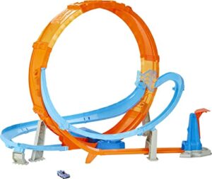 hot wheels toy car track set massive loop mayhem, 28-in tall loop, powered by motorized booster, 1:64 scale car