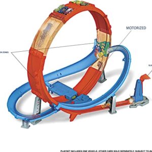 Hot Wheels Toy Car Track Set Massive Loop Mayhem, 28-in Tall Loop, Powered by Motorized Booster, 1:64 Scale Car