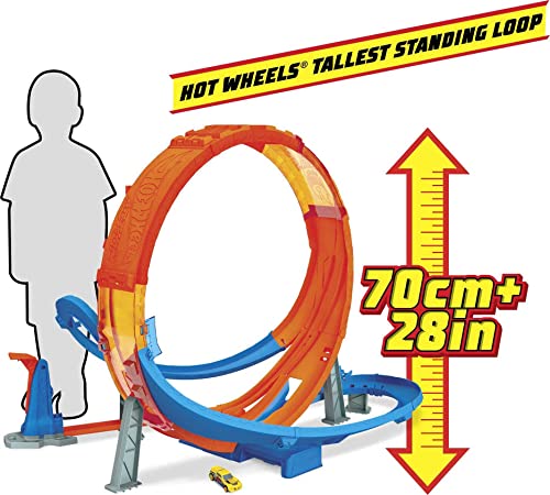 Hot Wheels Toy Car Track Set Massive Loop Mayhem, 28-in Tall Loop, Powered by Motorized Booster, 1:64 Scale Car